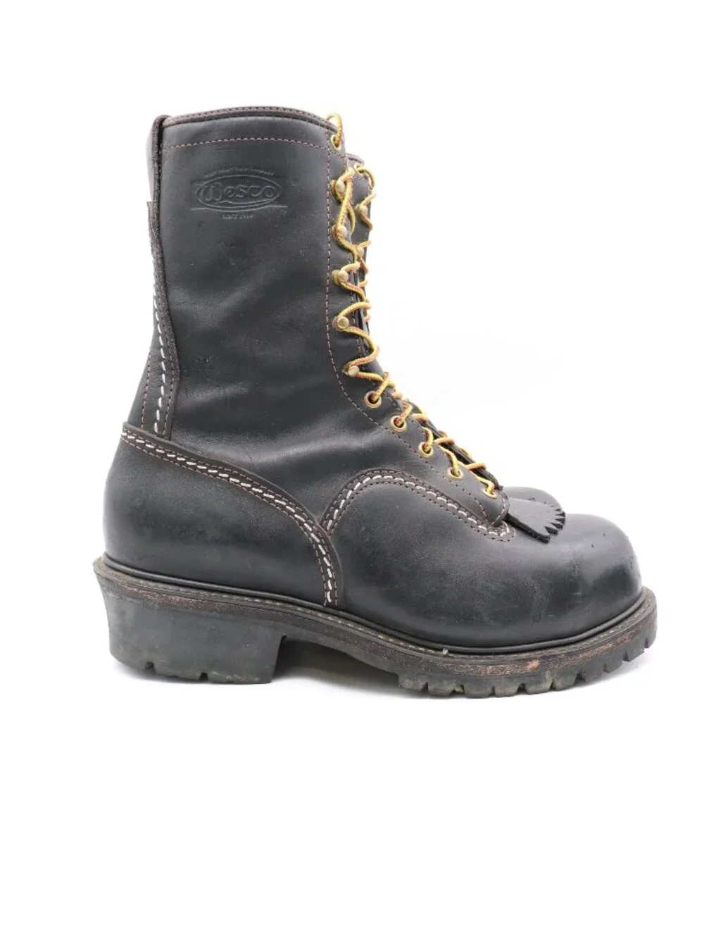Wesco Jobmaster Black Leather Men's Size 11 E Lace-Up Work Boots Steel Toe Shoes